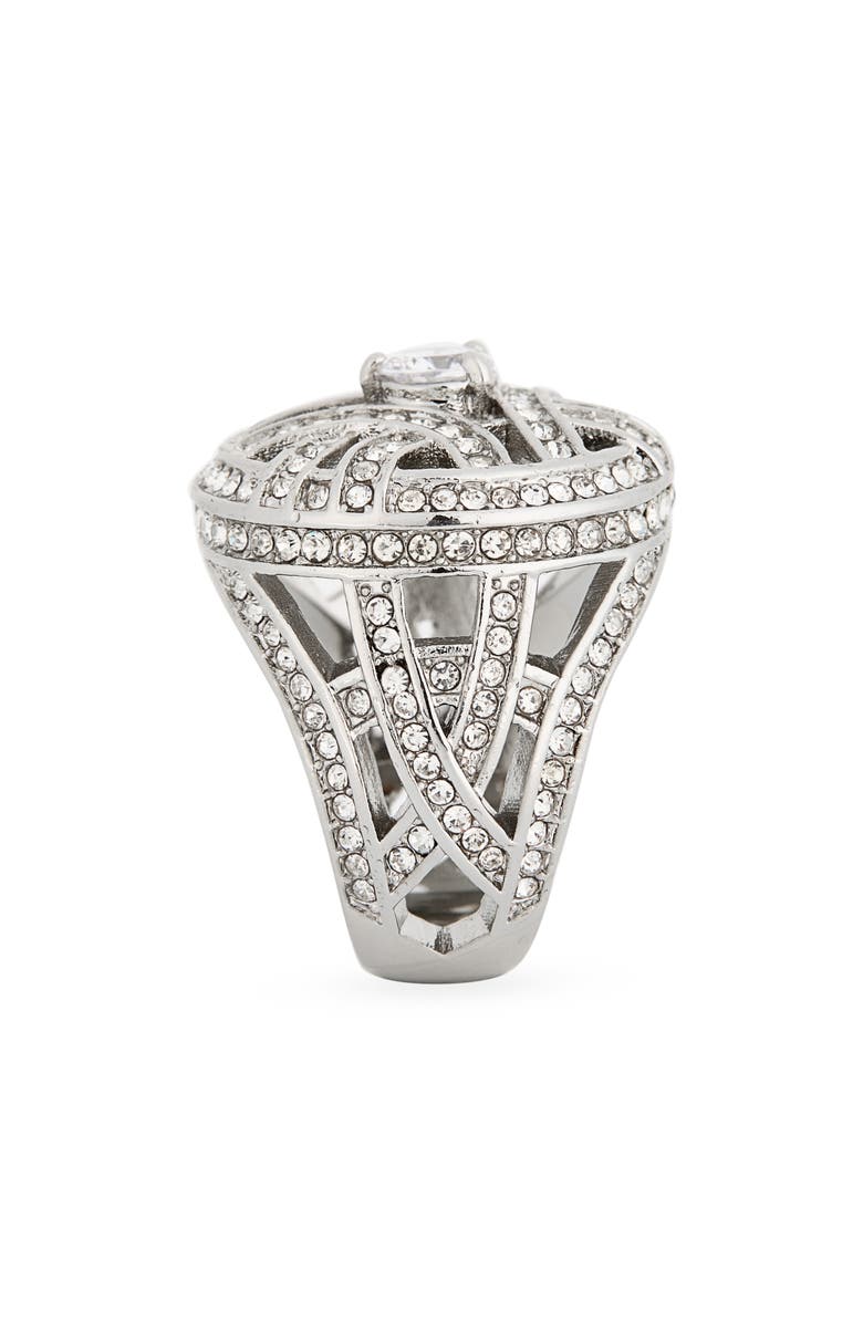 Covet Pavé Deco Woven Ring, Alternate, color, Clear/ Silver