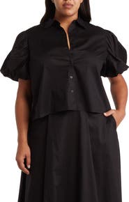 BY DESIGN Abigail Poplin Stretch Cotton Top