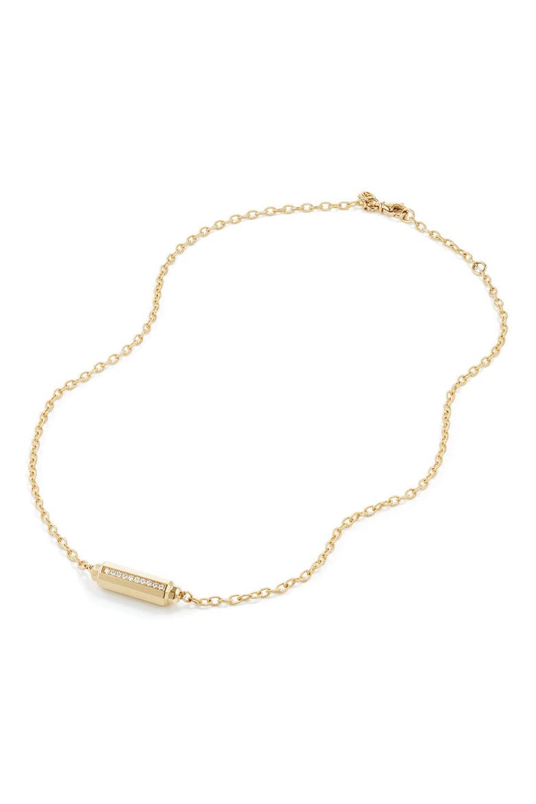 Barrels Single Station Necklace with Diamonds in 18K Gold, Alternate, color, YELLOW GOLD