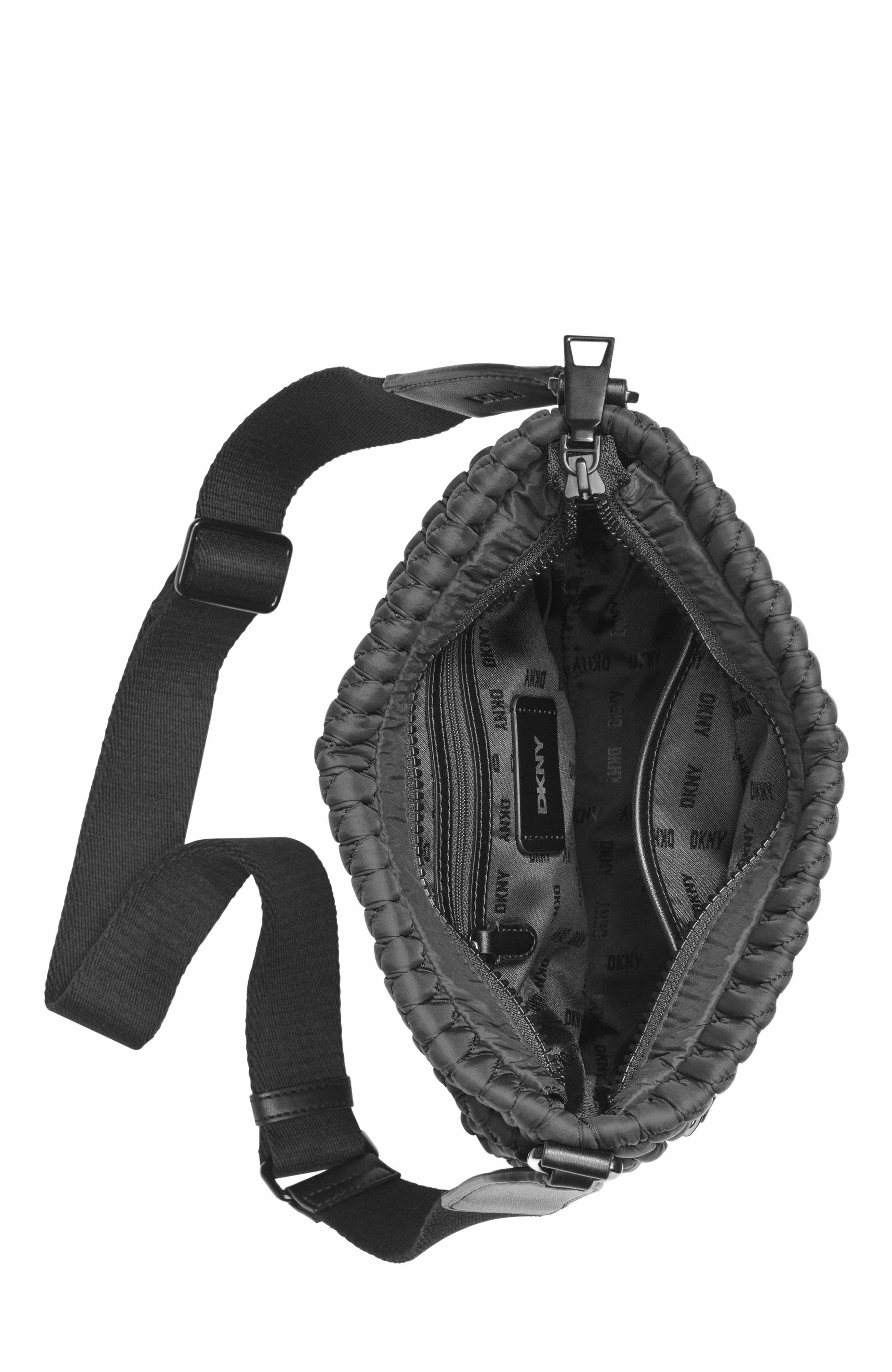 DKNY Mack Nylon Crossbody Bag, Alternate, color, Black/Black