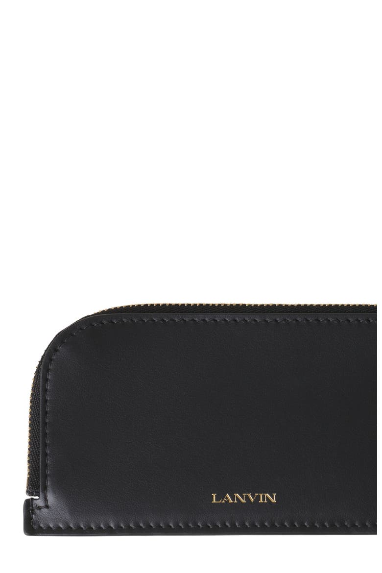 Catch By Lanvin Leather Cardholder, Alternate, color, Black