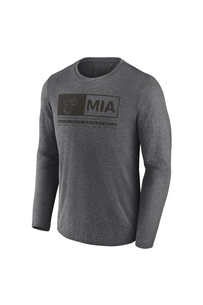 Men's Fanatics Branded Heather Charcoal Miami Heat Three-Point Play T-Shirt, Alternate, color, Heather Charcoal