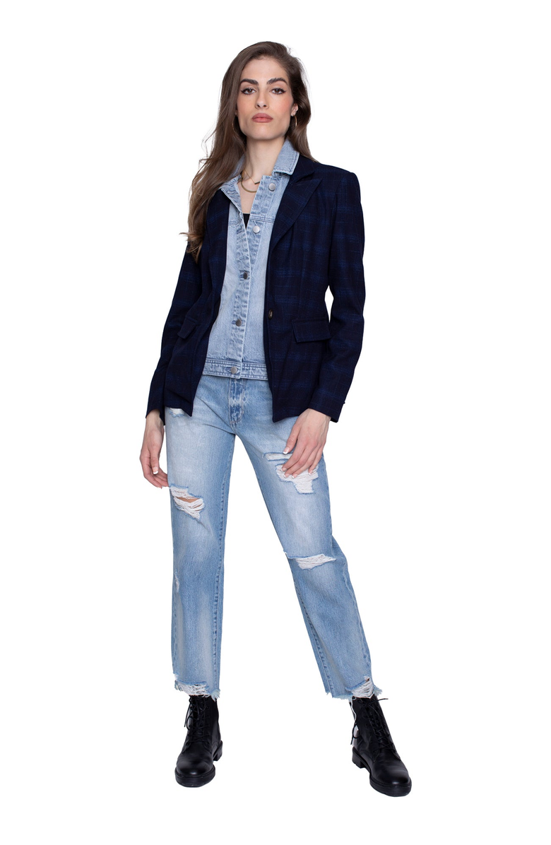 BLUE REVIVAL Helen Blazer in Ibiza Navy Twilight with Removable Insert, Alternate, color, 