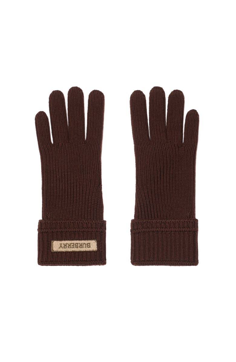 Burberry Logo Patch Wool Blend Gloves, Main, color, Treacle Brown