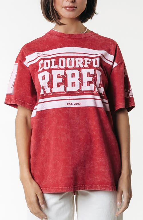 Colourful Rebel Logo Block Acid Wash Loosefit Tee