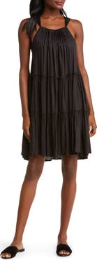 Elan Ruched Tiered Cover-Up Swing Dress