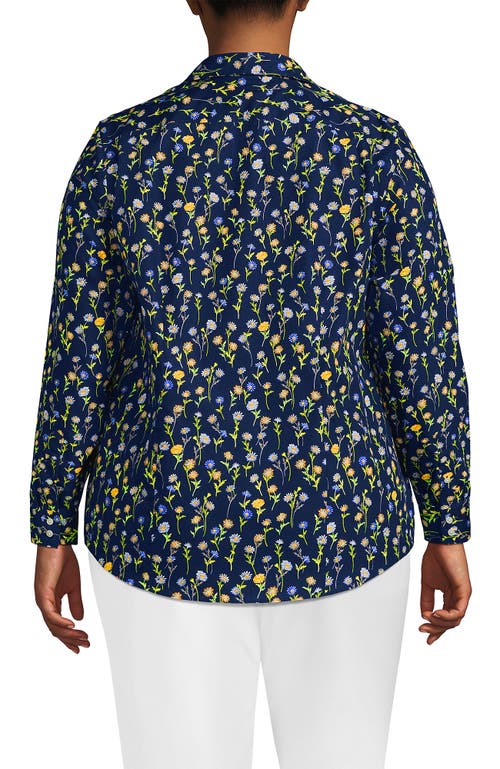 Lands' End Plus Size No Iron Button Front Shirt In Multi