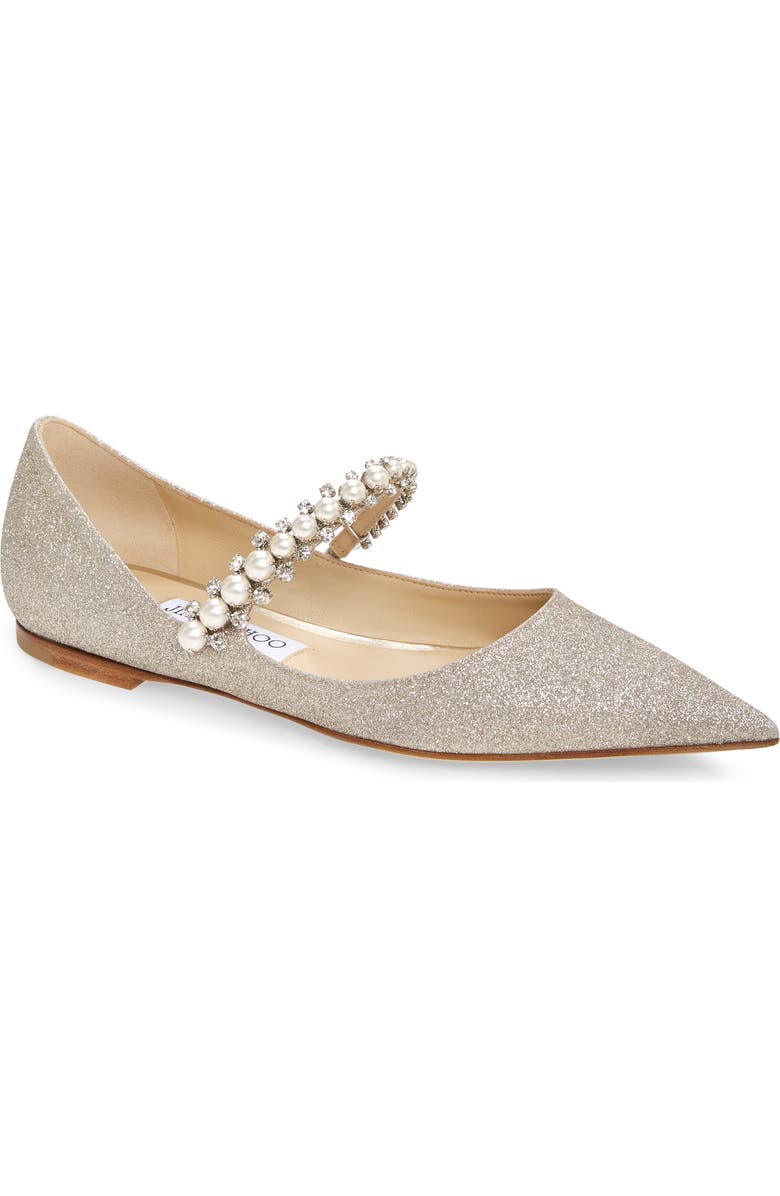 Jimmy Choo Baily Embellished Pointed Toe Flat, Main, color,
