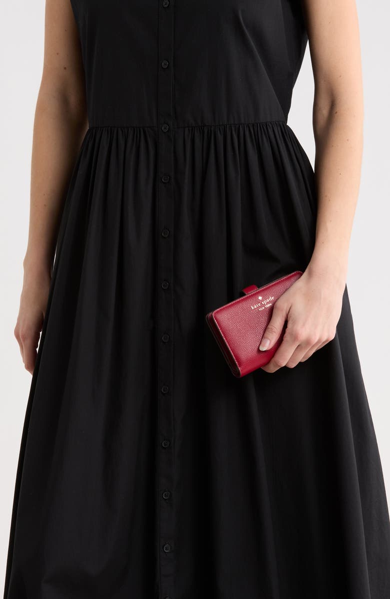 Kate Spade New York leila pebbled leather medium cardholder wallet, Alternate, color, Red Jam