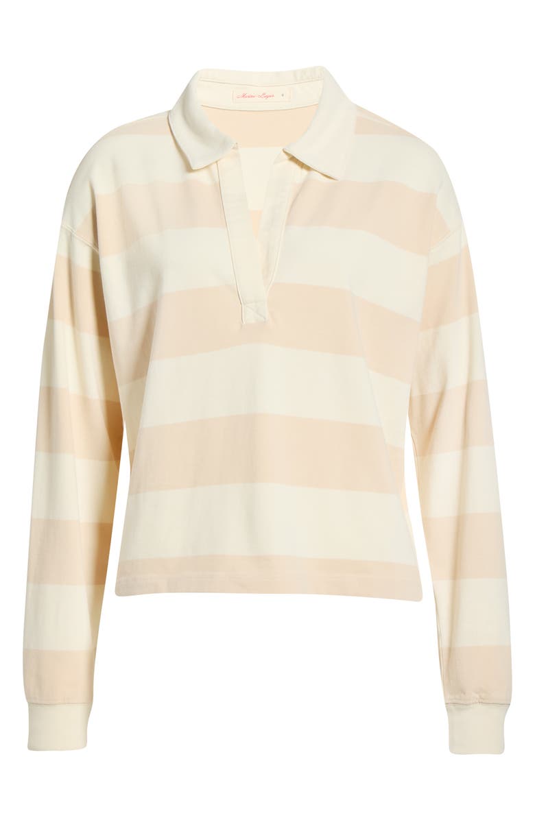 Marine Layer Luxe Rugby Stripe Sueded Cotton Top, Alternate, color, Tonal White Stripe