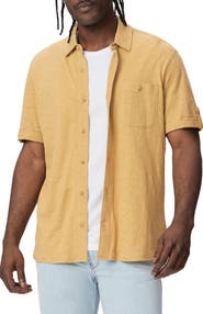 PAIGE Brayden Short Sleeve Slub Knit Button-Up Shirt