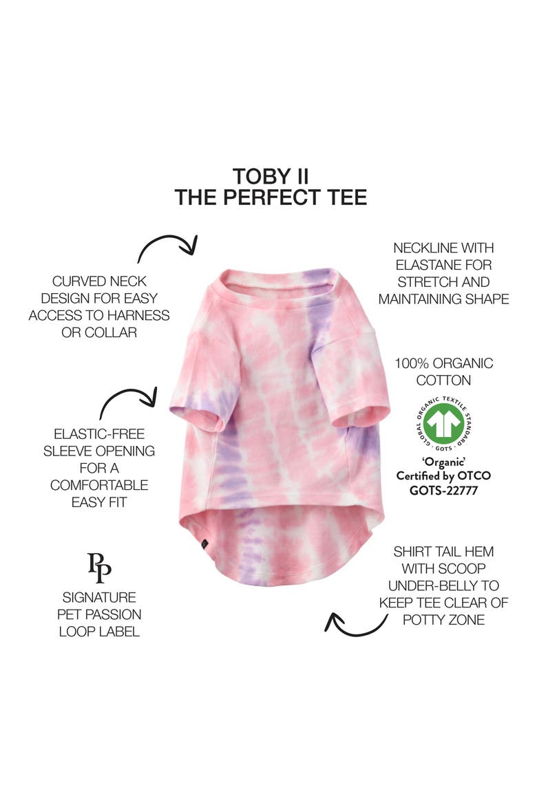 Toby II The Perfect Organic Cotton Dog T-Shirt, Alternate, color, PINK TIE DYEDNU