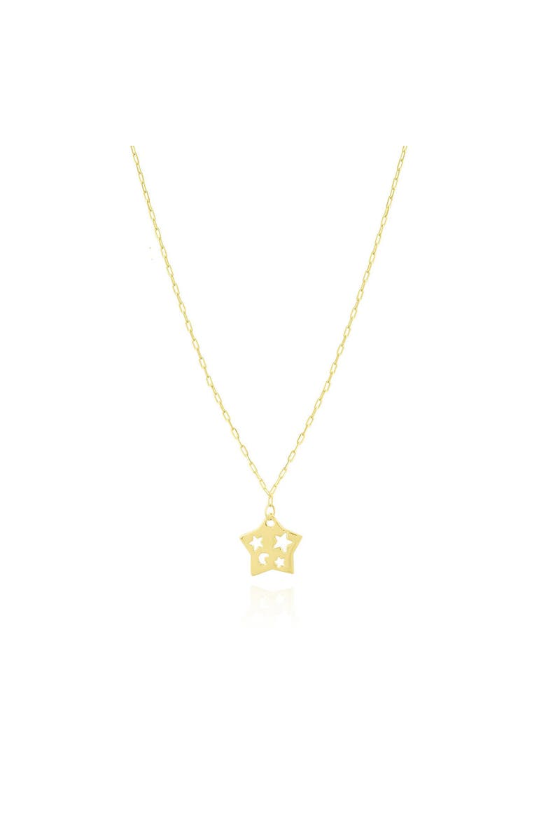 The Lovery Fine Jewelry Cutout Star Link Necklace, Main, color, Yellow Gold