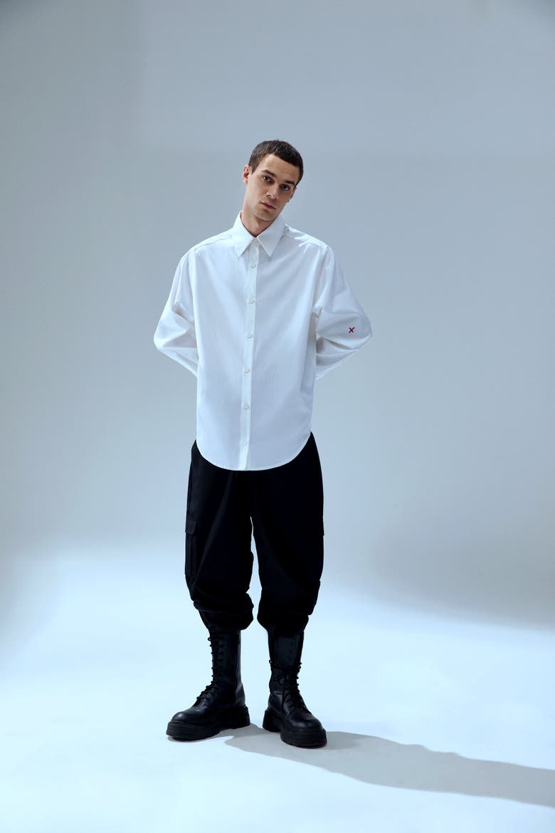 Pure Cotton Your *Itch Padded Shoulder Shirt, Alternate, color, white