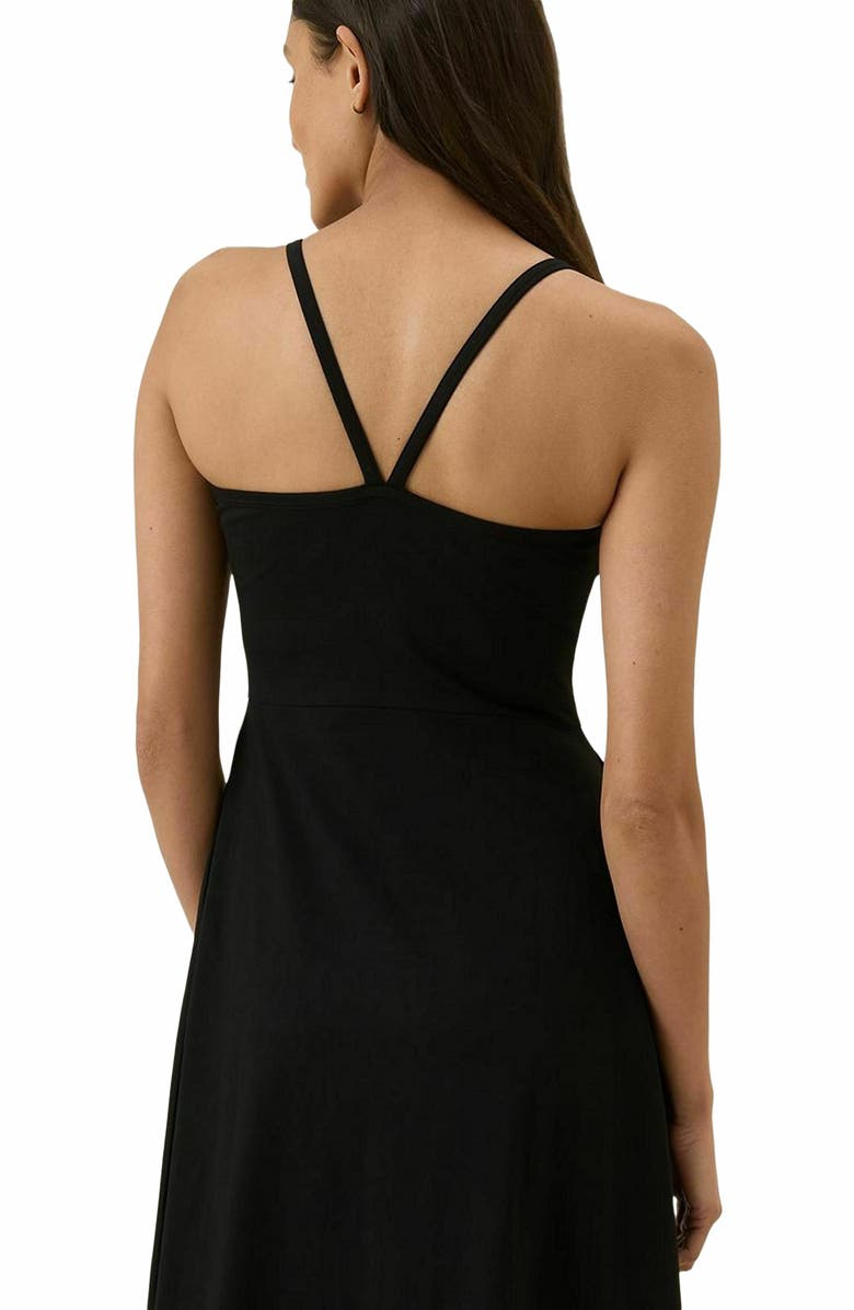 Pact Organic Cotton Fit & Flare Midi Dress, Alternate, color, Black