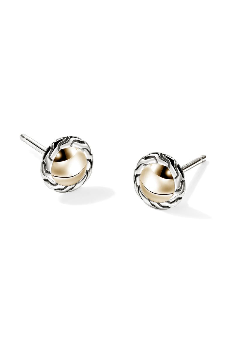 JH Essential Stud Earrings, Gold, Sterling Silver, 7mm, Alternate, color, SILVER/GOLD