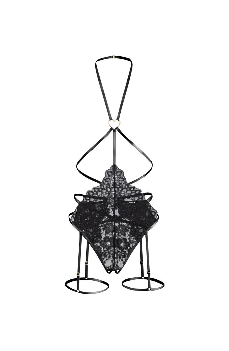 Adore Me Tiah Playsuit Lingerie, Alternate, color, Black