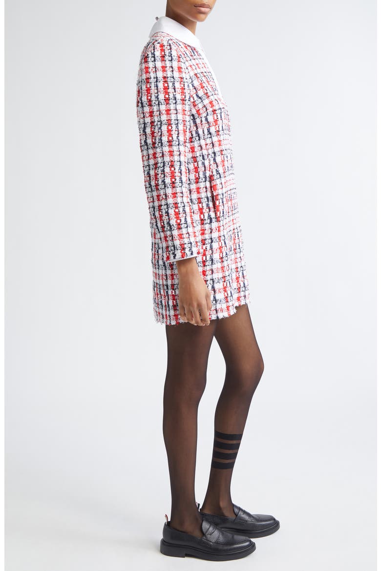 Long Sleeve Bouclé Tweed Dress, Alternate, color, RED/ WHITE/ BLUE