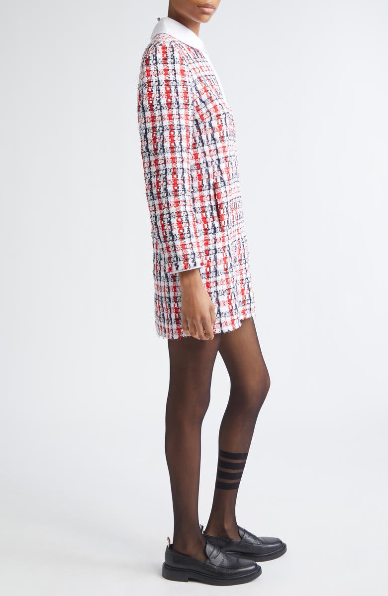 Thom Browne Long Sleeve Bouclé Tweed Dress, Alternate, color, Red/ White/ Blue