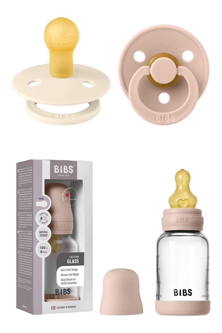 4-Ounce Glass Bottle & Pacifier Set, Main, color, BLUSH/ IVORY