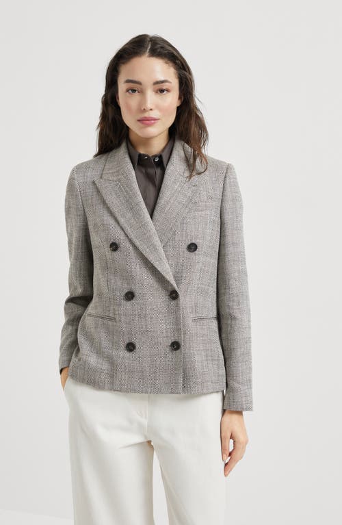 Brunello Cucinelli Double-breasted Jacket With Oversized Cut And Jewel Embroidery In Rust Brown