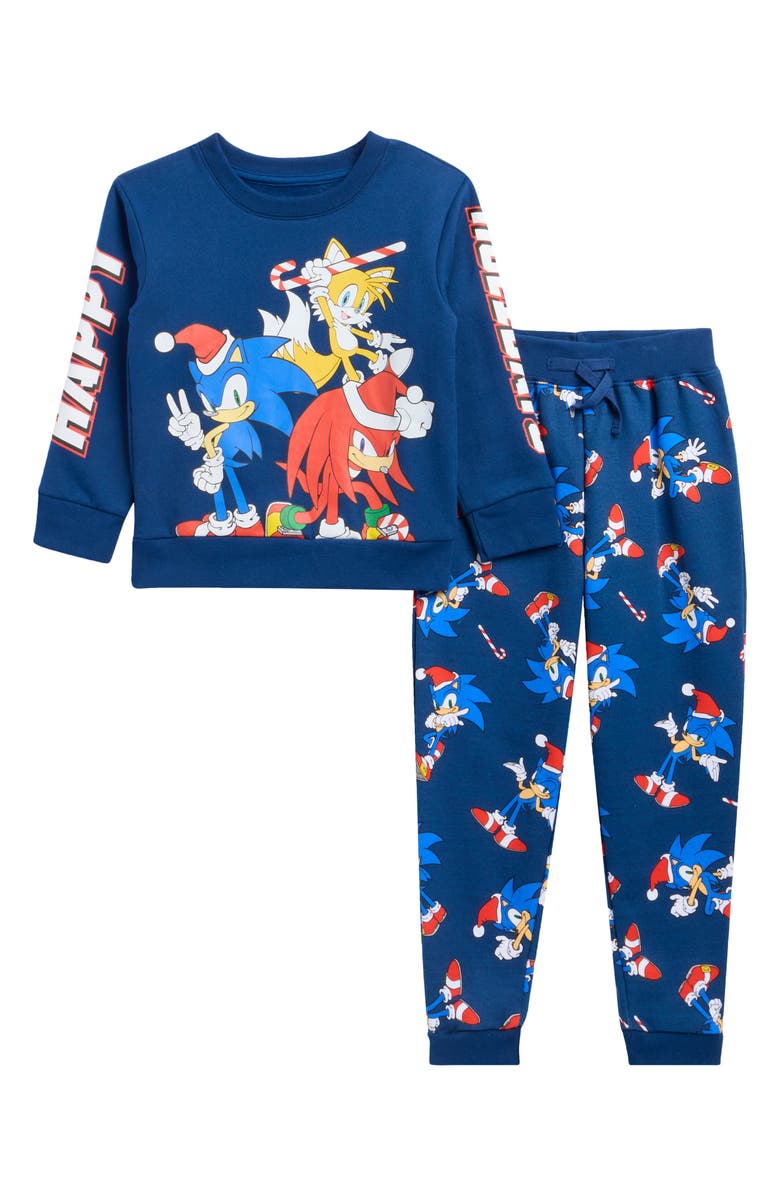 Freeze Kids' Sonic Christmas Fleece Top & Joggers Set, Main, color, Navy