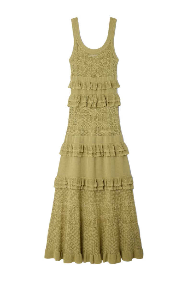 Ruffled knit maxi dress, Alternate, color, Green