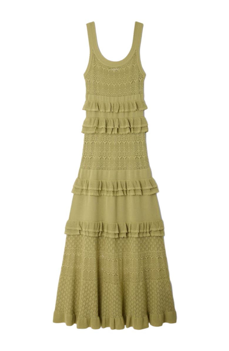 SANDRO Ruffled knit maxi dress, Alternate, color, Green