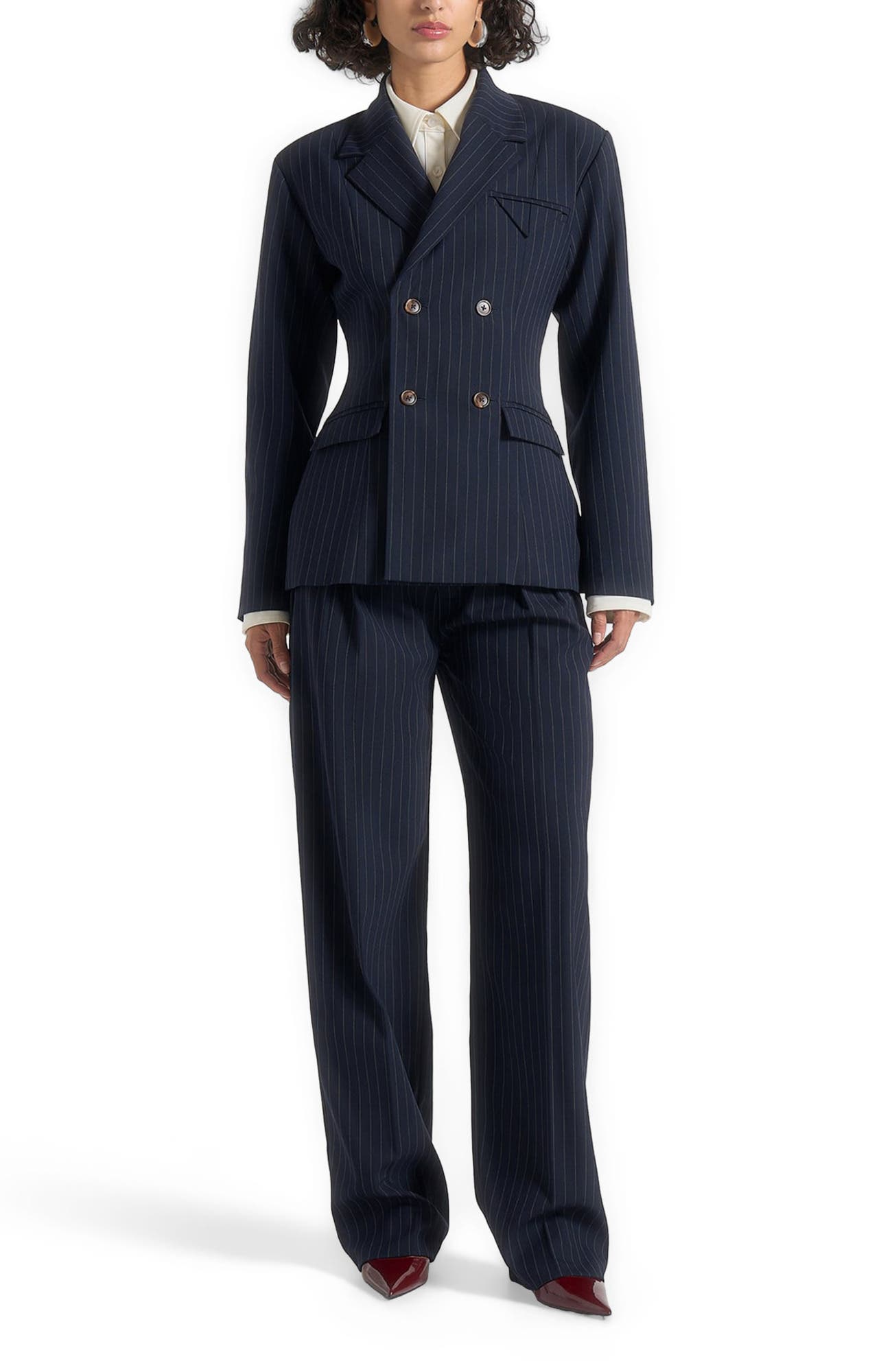 Maia Pinstripe Double Breasted Blazer - image 2