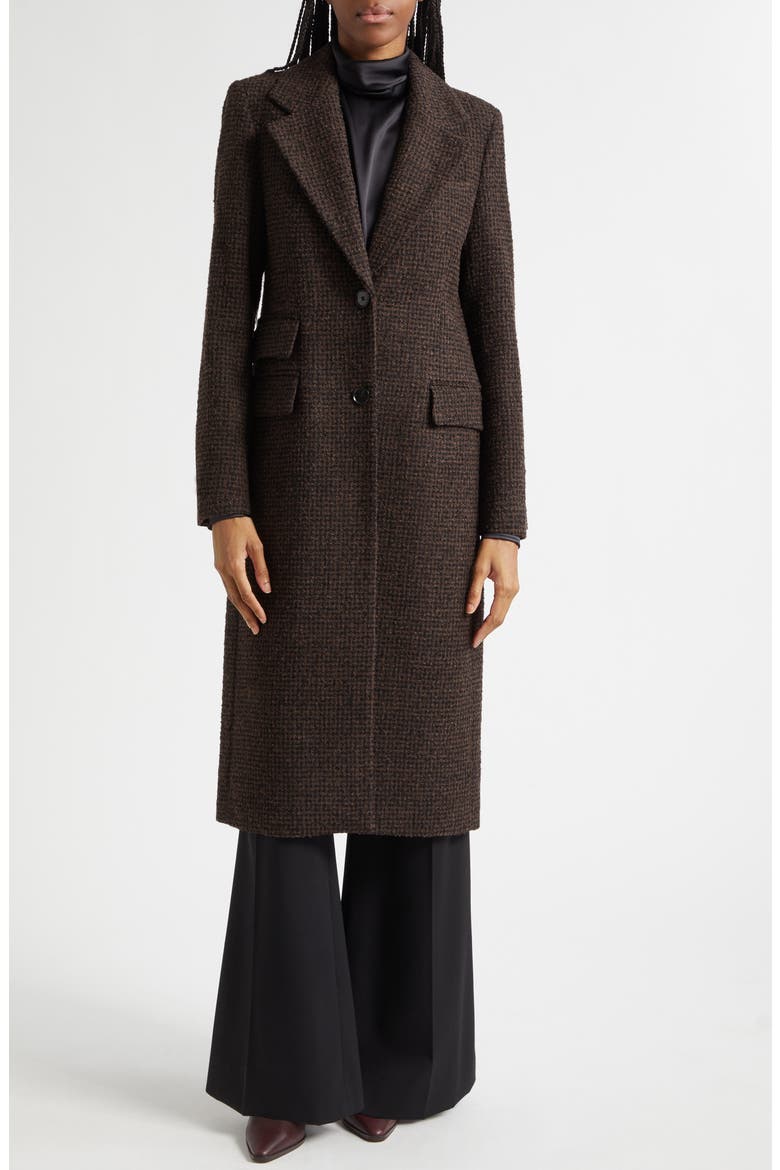 Kai Check Wool Blend Bouclé Coat, Alternate, color, CHOCOLATE BROWN