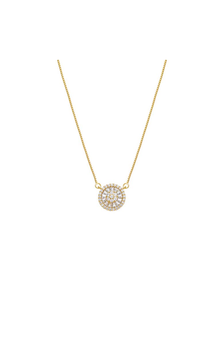 BY ADINA EDEN Pave X Baguette Round Pendant Necklace, Main, color,