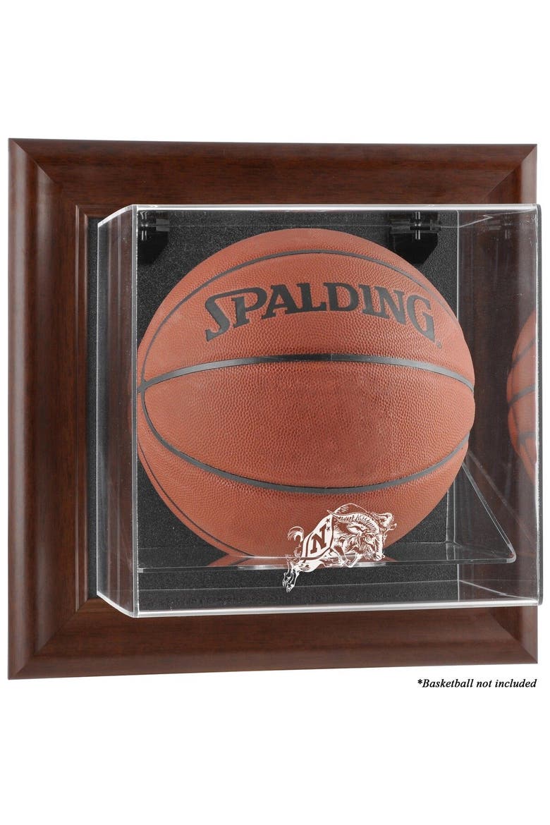 Navy Midshipmen Brown Framed Wall-Mountable Basketball Display Case, Main, color, Brown