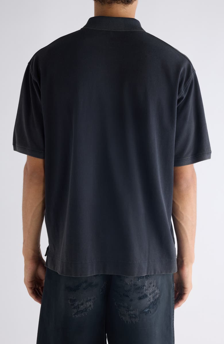 Acne Studios Egnes Logo Cotton Piqué Polo, Alternate, color, Black
