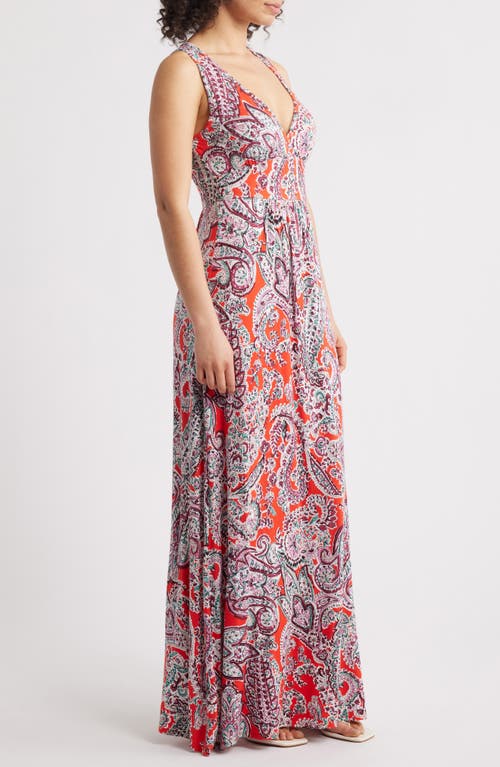 Loveappella Sleeveless Jersey Maxi Dress In Orange