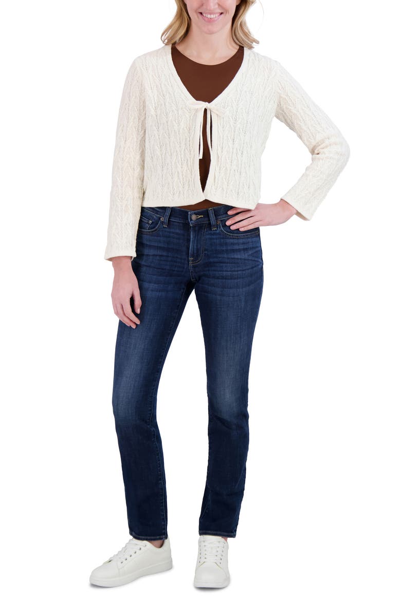 Tie Front Open Stitch Cardigan, Alternate, color, WHISPER WHITE