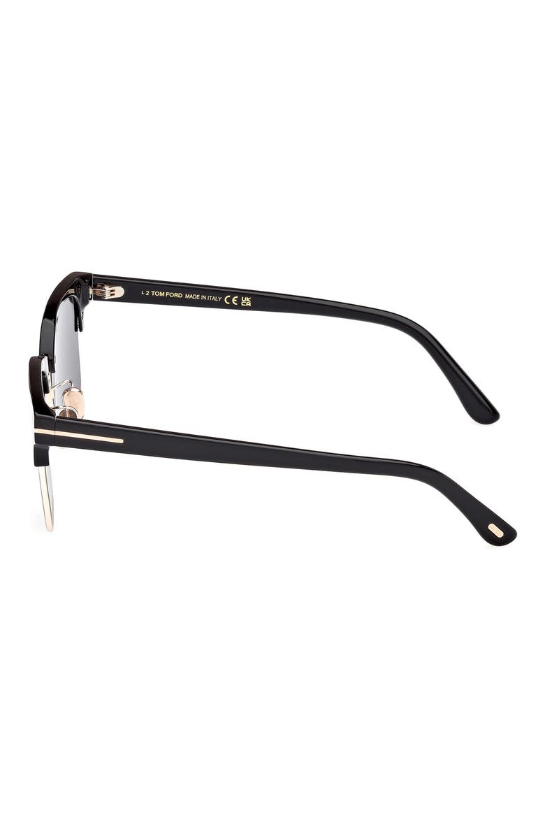 54mm Square Sunglasses, Alternate, color, SHINY BLACK / SMOKE