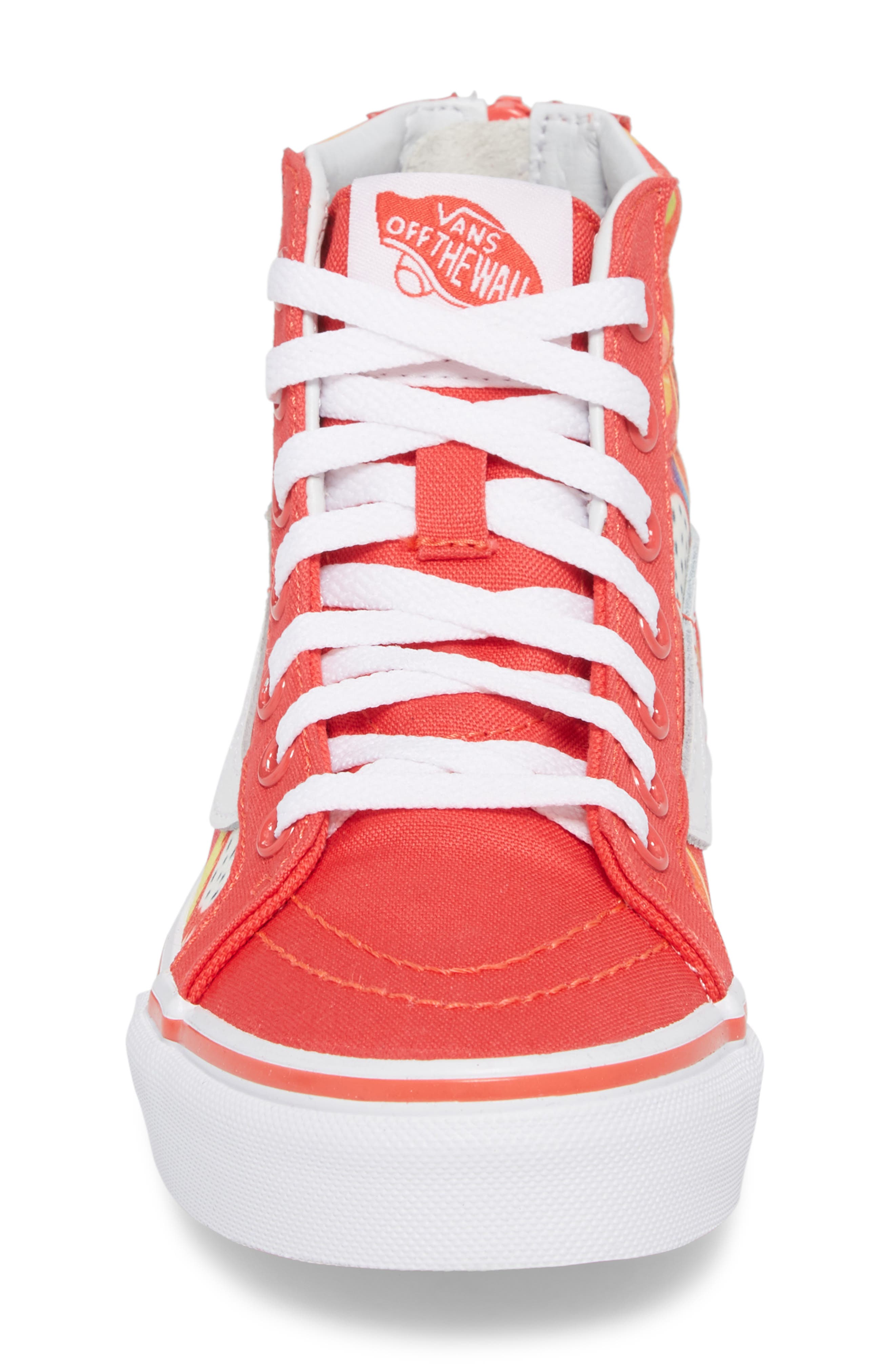 Sk8-Hi Zip Sneaker, Alternate, color, HIBISCUS/ WHITE GLITTER FRUITS