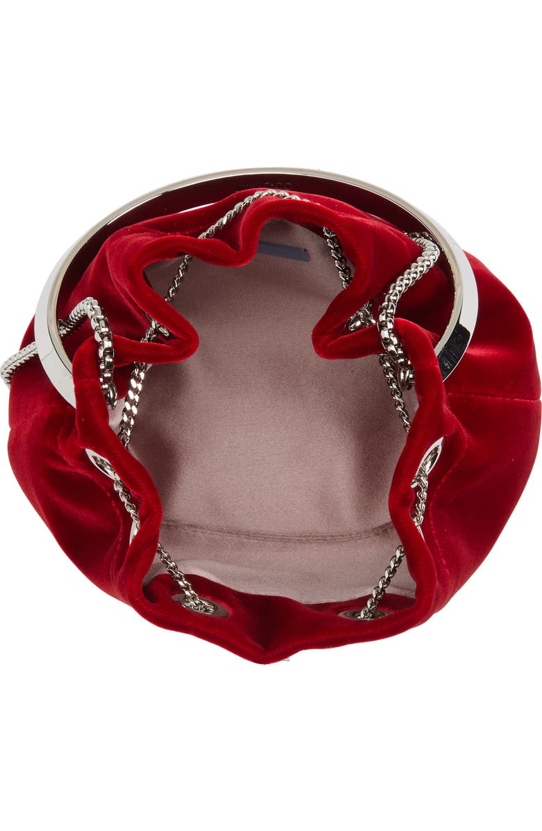 Jimmy Choo Bon Bon Bucket Bag, Alternate, color, Ruby Red/ Silver