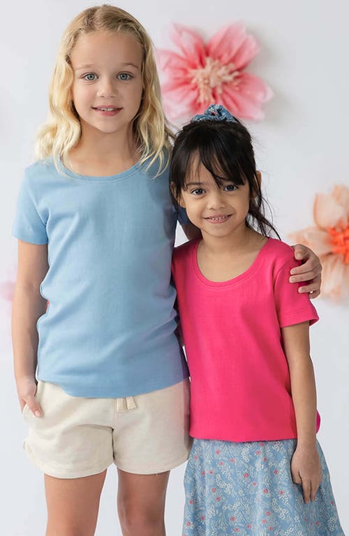 Mightly Organic Cotton Long Sleeve Ribbed Scoop Neck Tee In Begonia