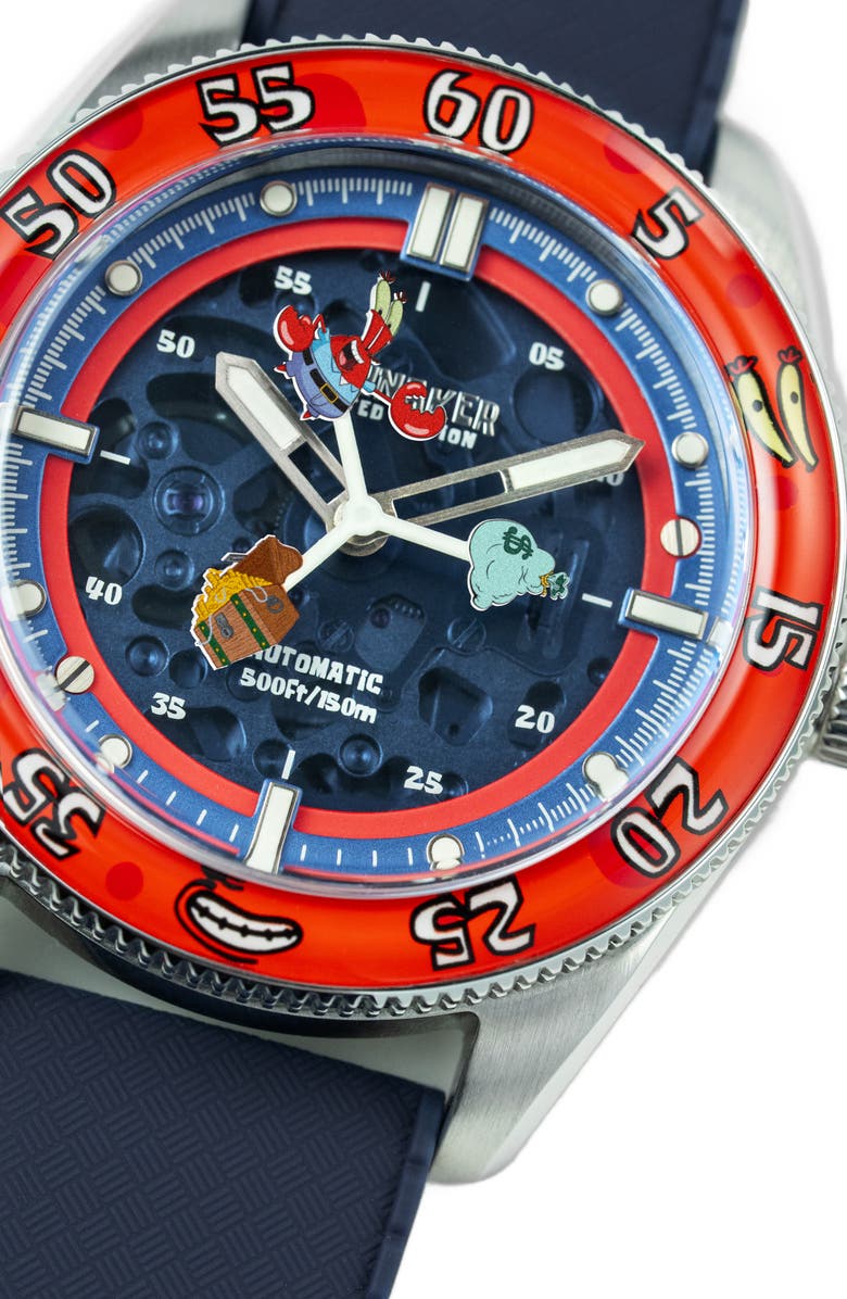 SPINNAKER x SpongeBob SquarePants Croft Midsize Automatic Rubber Strap Watch, 40mm, Alternate, color,