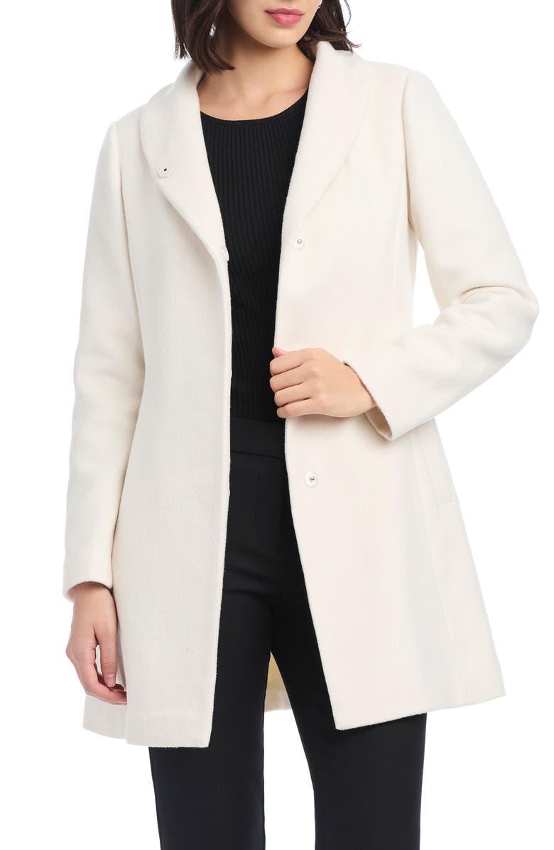 Kate Spade New York high neck belted coat, Alternate, color, Cream