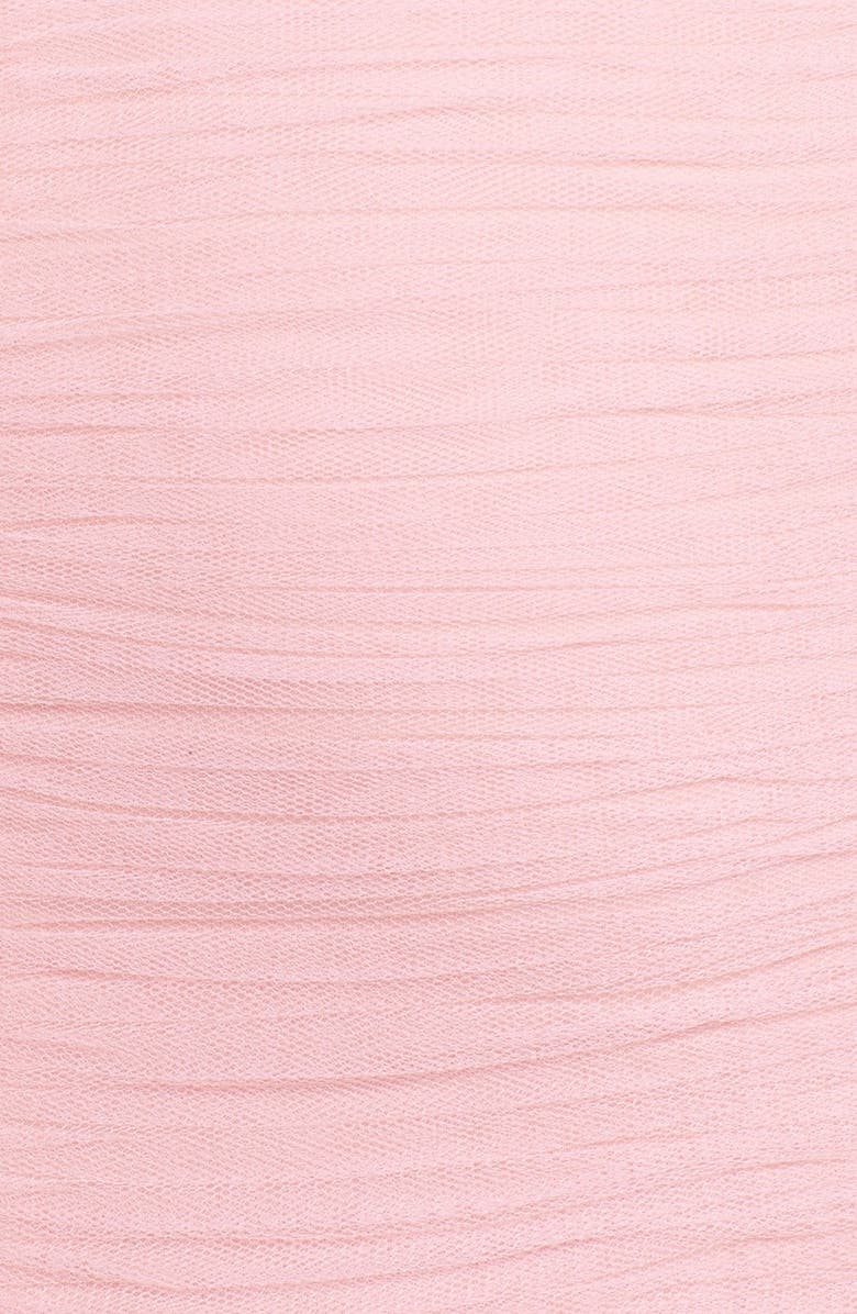 Monique Lhuillier Bridesmaids V-Neck Shirred Tulle Trumpet Dress, Alternate, color, 