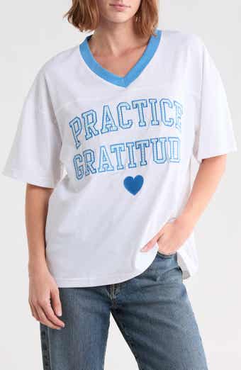 Practice Gratitude Cotton Embroidered T-Shirt