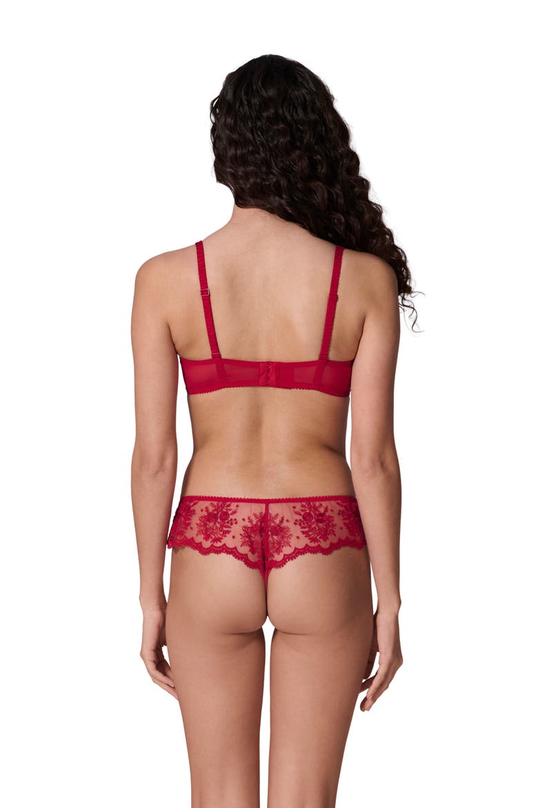 Intrigue Sheer Underwire Demi Bra, Alternate, color, OPERA RED