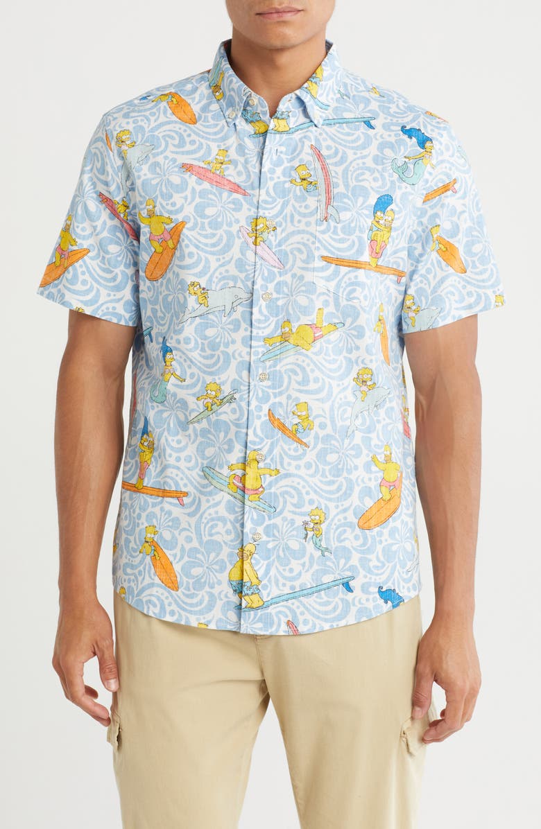 Reyn Spooner The Simpsons Cowabunga Button-Down Shirt, Main, color, Chambray
