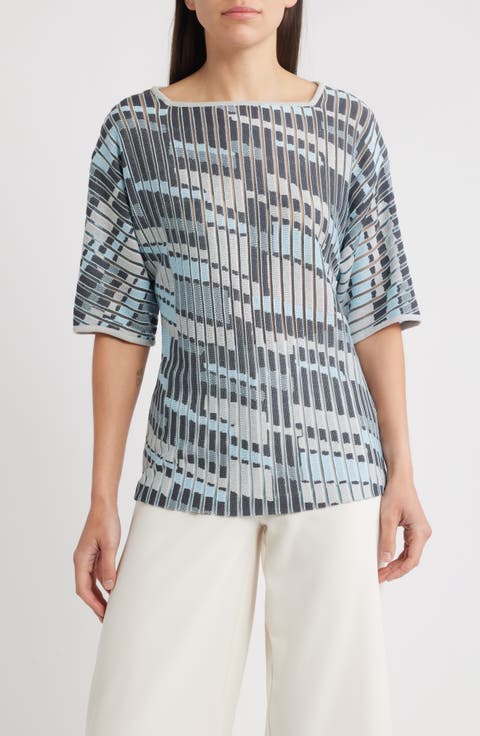 Sheer Burnout Jacquard Knit Tunic