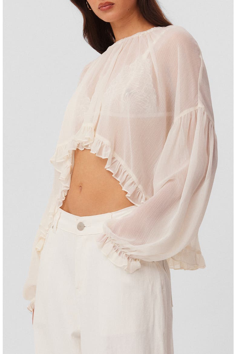 Laurie Ruffled Cropped Chiffon Top, Alternate, color, OFF WHITE