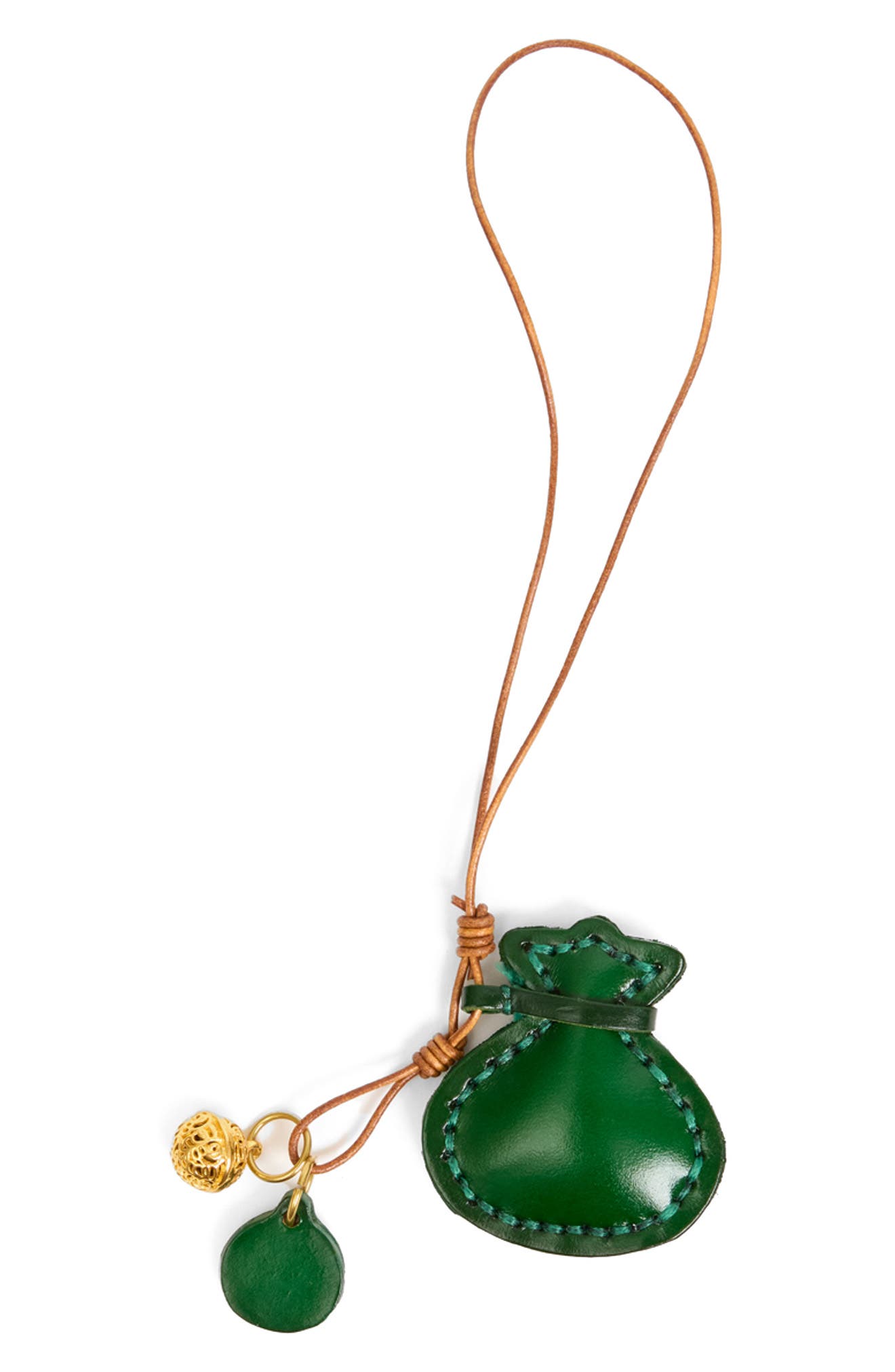 L'Argent Leather Bag Charm, Main, color, GREEN
