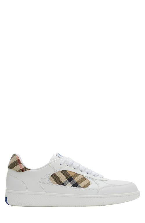 Burberry Men Low-top Leather Sneakers With Check Inserts