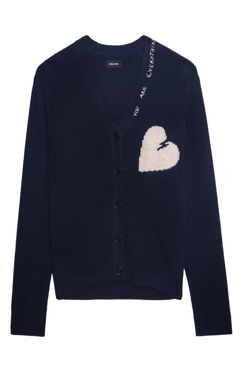 Zadig & Voltaire Travia You Are Everything Heart Cashmere Cardigan, Alternate, color,